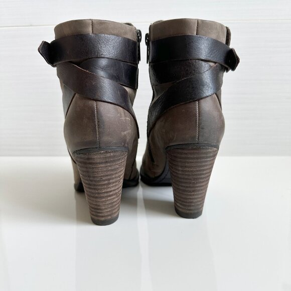 Aldo Brown Leather Ankle Boots Womens Size 8 Wrap Detail - Picture 5 of 9